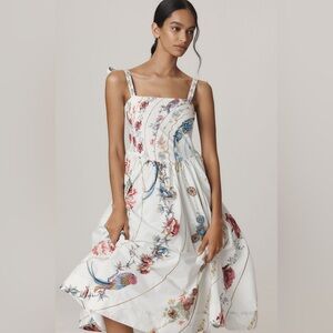 Anthropologie Maeve Tie Strap Floral Midi Dress Small